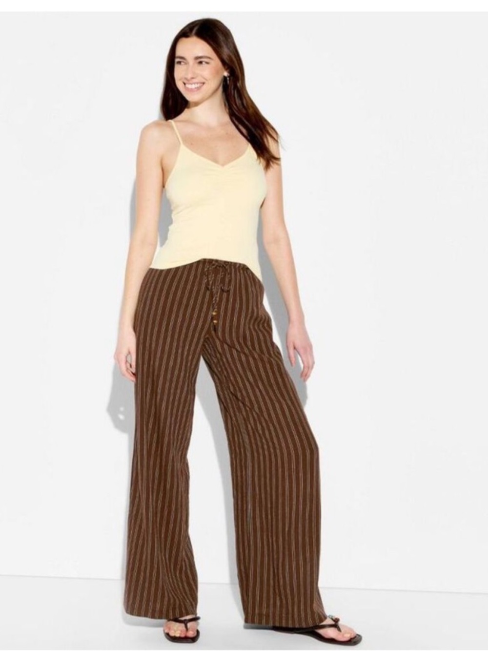 wild fable Brown Striped Wide-Leg Pants